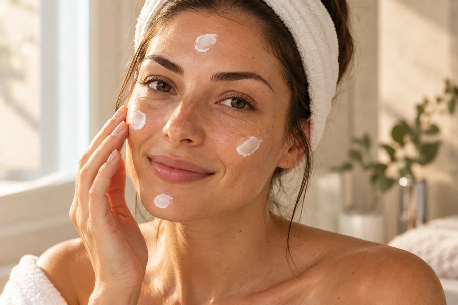 Applicazione della crema astrA sul viso