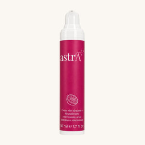 Flacone della crema viso astrA Curamour su sfondo chiaro
