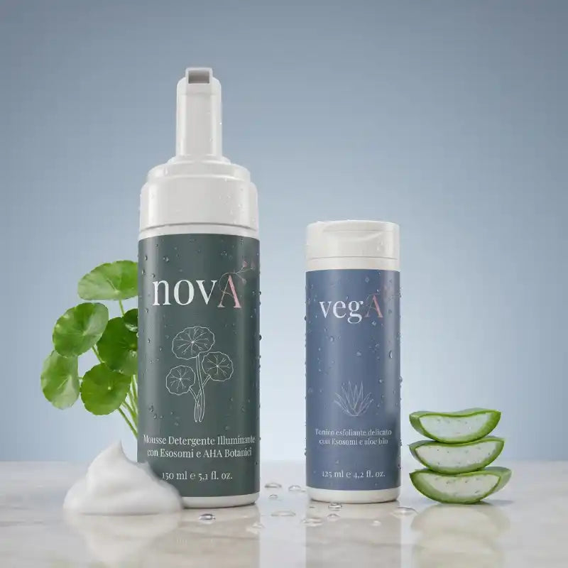 Kit detergente e tonico viso esfoliante con aha ed esosomi
